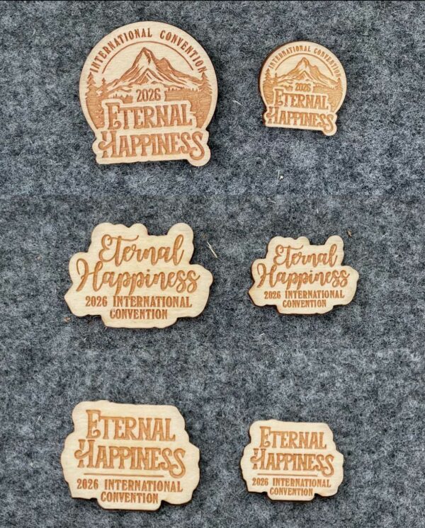 Set of 100 pieces | Small wooden plaque "Eternal Happiness" 2026 JW convention gift | Make your own gift | empty back, different languages