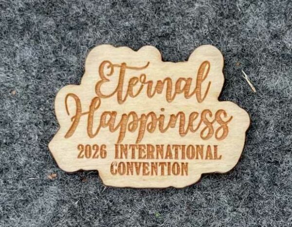 Set of 100 pieces | Small wooden plaque "Eternal Happiness" 2026 JW convention gift | Make your own gift | empty back, different languages