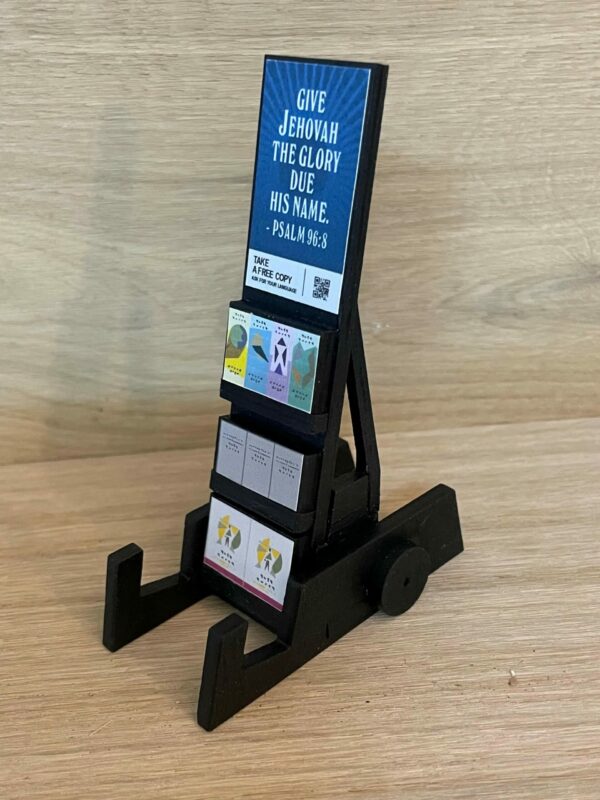 phone-stand-jw-personalized-cart-handmade-gift Wooden phone stand JW Witnessing Cart | Handmade JW Pioneer Gift | Mini Literature Cart | JW Baptism or Ministry Decor | Convention gift